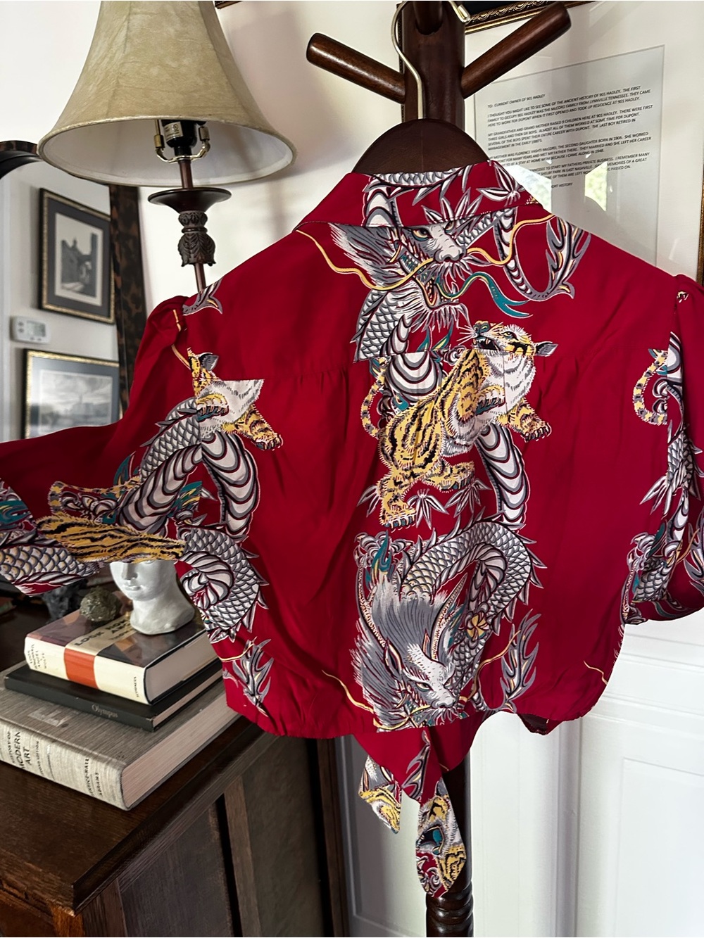 Trashy Diva Red Dragon & Tiger Tie-Front Crop Top - Picture 7 of 7